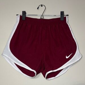 Nike Women's Burgundy and White Athletic Shorts